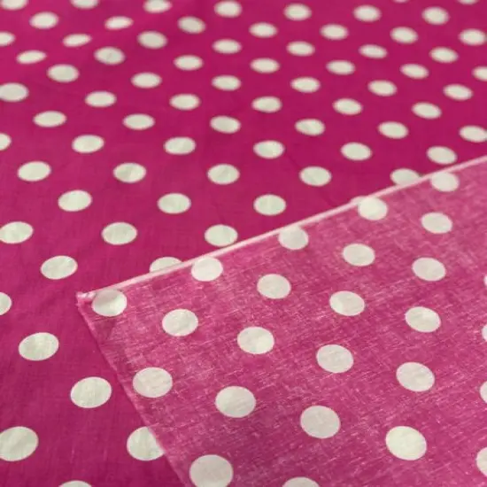 1 Yard Poly Cotton Fabric 1" Polka Dot Print, 58" Wide Durable Material for Apparel & Crafts Fuchsia/White {1}