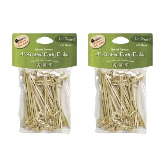 Helen's Asian Kitchen 4" Knotted Bamboo Appetizer Cocktail Party Picks - 100 Pack {3}