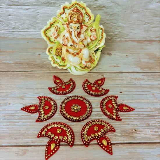 Diya Floor Rangoli Indian Traditional Handmade Reusable 6.5 Inches Acrylic Diya Rangoli Diwali Navratri Home Temple Decor Floor Table Decoration - Deepawali Wedding Housewarming Gift {1}