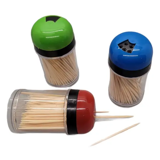 Handy Housewares 3-pack Toothpick Storage Containers with Dispenser Lids - Includes 300 Natural Wood Toothpicks {3}