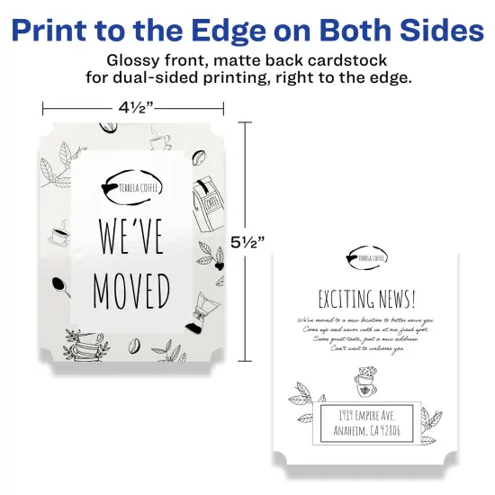 Avery 4-1/4" x 5-1/2" Rectangle Scalloped, Glossy White Postcards {6}