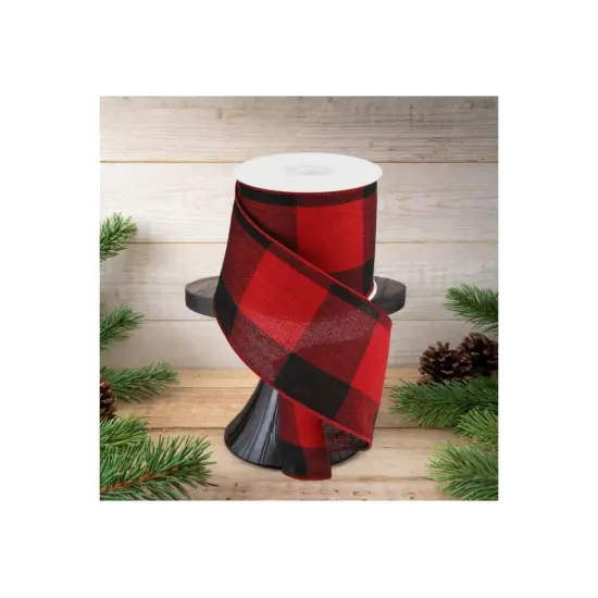 4" Large Plaid Checks: Red & Black (10 Yards) {3}