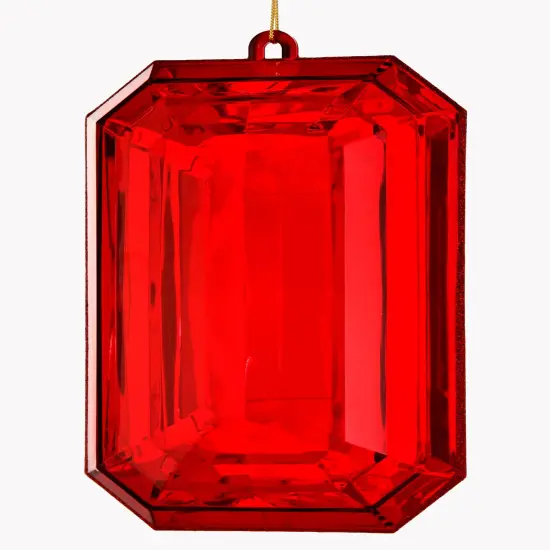 MTX67416 9" Acrylic Emerald Cut Precious Gem Ornament - Choose from Stunning Colors Orange {2}
