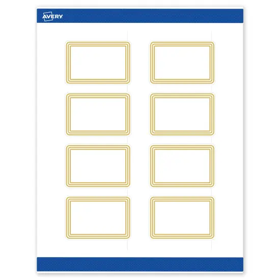 Avery Printable Rectangle Labels, Gold Multi-Lined Border, 2" x 3", Matte White Rectangle Labels, Permanent, Laser/Inkjet, 80ct, Great for Product Labels {1}