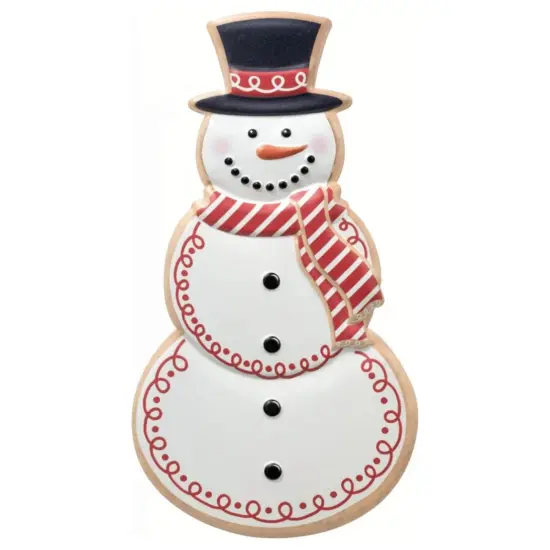 12" Metal Embossed Snowman Cookie: Red/White {1}