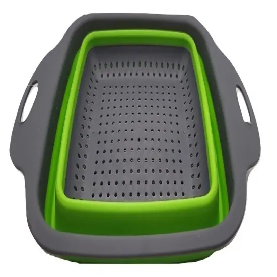 Space Saving Collapsible Silicone Kitchen Colander Food Strainer Red {5}