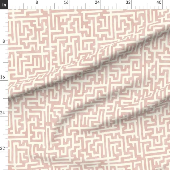 Various Fabrics by the Yard or Fat Quarter Blush Pink Maze Abstract Geometric And Cream Weathered Look Boho Baby Nursery Custom Printed Fabric by Spoonflower {1}