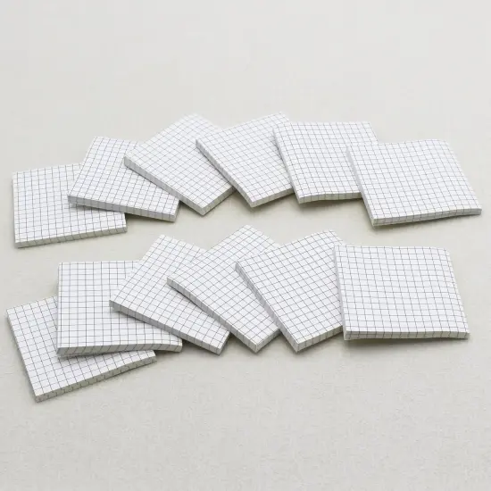 (12 Pad) Lined Grid Sticky Notes, Self-Stick Notes, Easy to Post for School, Office, Notebook, White Color Pads/Pack {2}