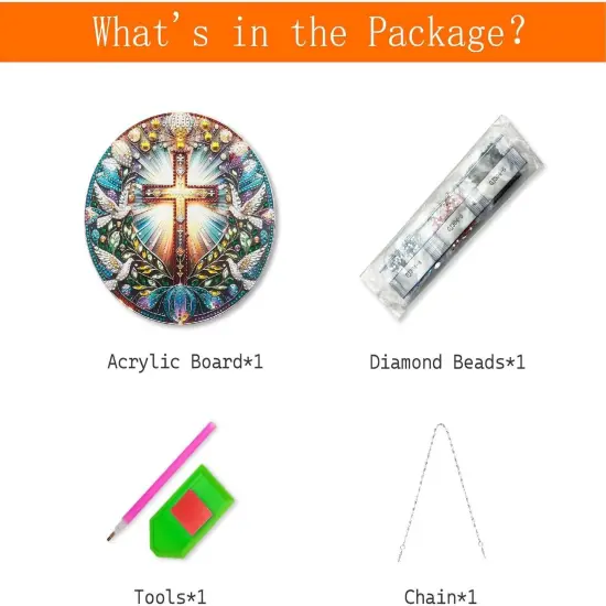 Christian Cross Dove Diamond Art Acrylic Hanging Kit for Adults, Religious DIY Special Shaped Diamond Painting kits Window Pendant Ornament(Peace Dove and Cross) {4}