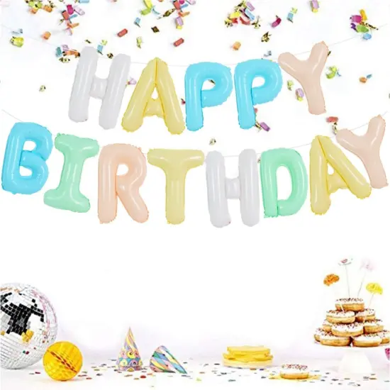 Light Colorful Happy Birthday Balloon Banner 16 Inch Mylar Foil Letters Birthday Sign Bunting for Girls Boys Kids & Adults Birthday Decorations and Party Supplies {3}