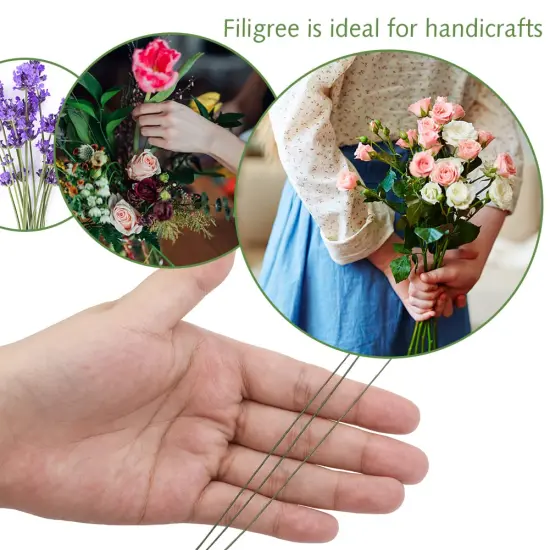 300pcs Floral Wire, 26 Gauge Flower Wire Sticks, 14 inches for DIY Floral Arrangements, Wedding Bouquet {5}