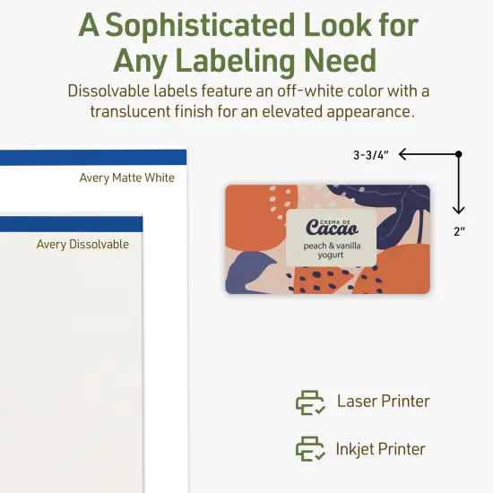 Avery Dissolvable Labels, 2" x 3.75" Rectangle {10}