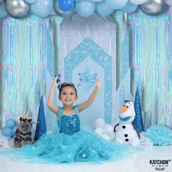 XtraLarge Blue Iridescent Streamers - 3.2x8 Feet, Blue Fringe | Mermaid Birthday Decorations, Iridescent Party Decorations | Bachelorette Party Decorations | Under The Sea Party Decorations {3}