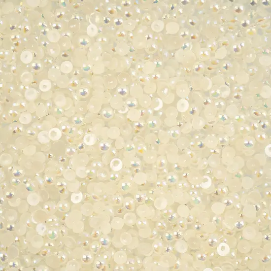 Crystal Lane DIY SS12(3mm) Plastic Pearl Flatback Rhinestones, 1850pcs White AB {1}