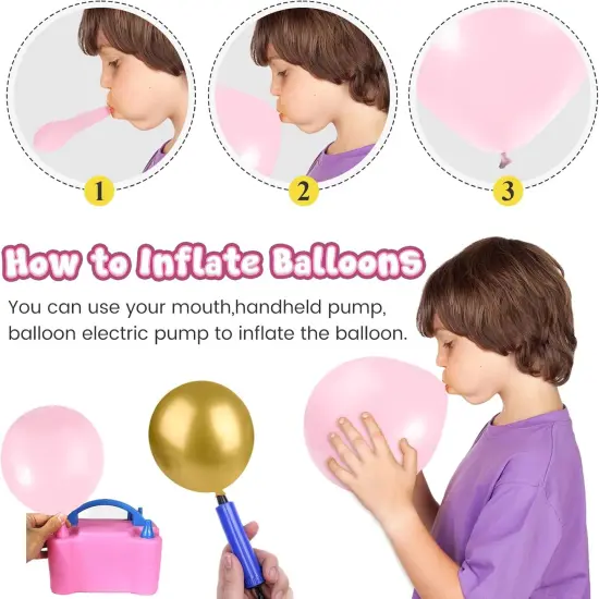 60PCS Pink Balloons, 12 Inches White Gold Confetti Latex Balloons with Ribbon Thicken {3}