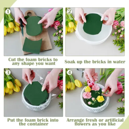 4 Packs Floral Foam Blocks Wet & Dry Floral Foam Bricks 5.5x3.1x1.8 Inch Flower Arranging Kit for Fresh and Artificial Flowers Florist Foam Blocks for Wedding Home Decor {5}