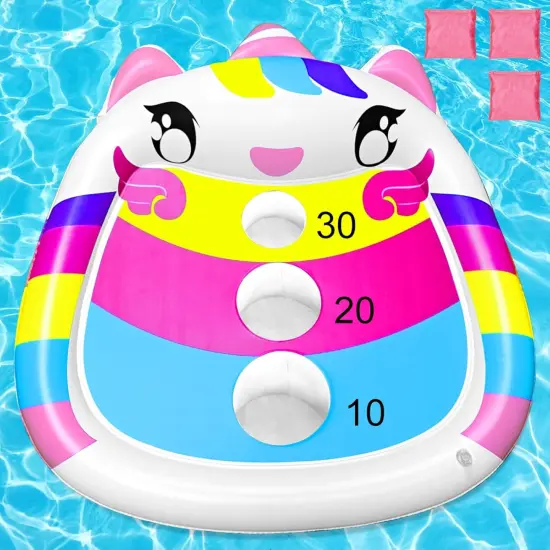 Summer Unicorn Kids Fun Pool Toys,Inflatable Cornhole Board Floating Water Game Outdoor Swim Play {1}