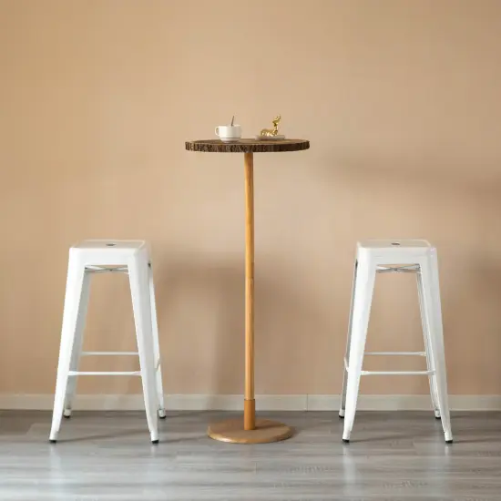 Basicwise 30-inch Backless Metal Bar Stool Stackable Heavy-Duty Counter-Height Chair for Home Bars Patios Kitchen Islands Cafes Restaurants Bistros and Dining Areas for Indoor & Outdoor Use White Set of 4 {6}