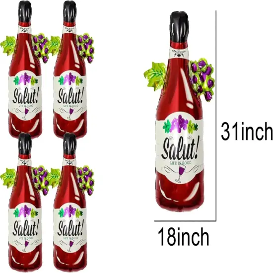 4PCS Wine Bottle Balloons Foil Aluminum Champagne Balloon Birthday Party Decorations {4}