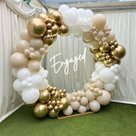 Beige and Champagne Gold Latex Balloon Set {2}