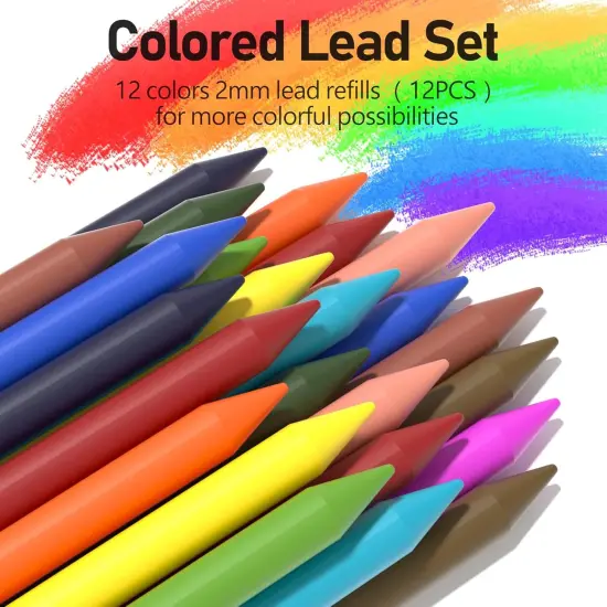 2MM Mechanical Pencil Set With Case, Artist Metal Lead Holder, 60PCS Graphite Refill (HB, 2H, 2B, 4B, Color), Kneaded Eraser, Sharpener for Writing, Drawing, Sketching {2}