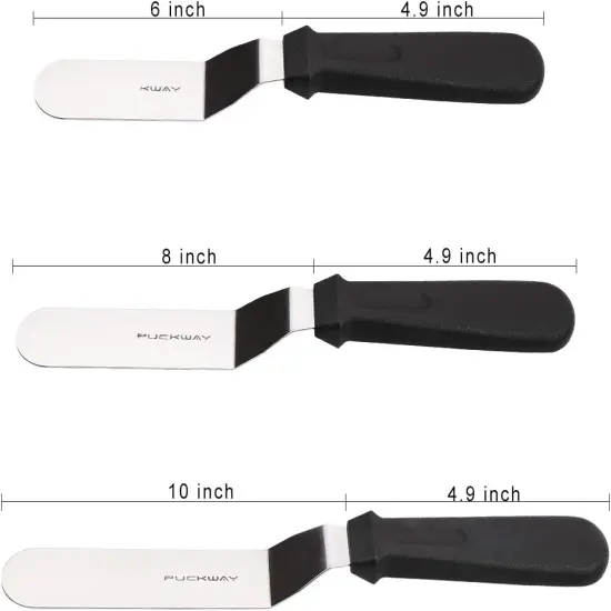 Offset Frosting Cake Knife set of 3 Black 6 8 & 10 Inch Angled Icing Spatula for Decorating {2}