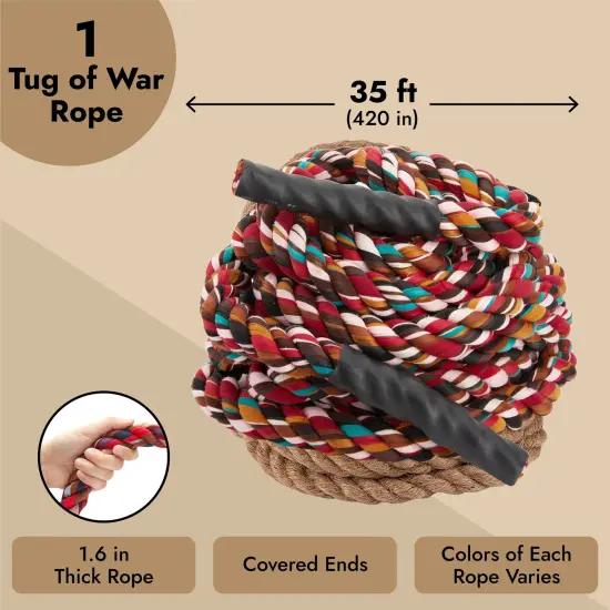 35 Foot Tug of War Rope for Adults Outdoor Games, Field Day, Summer Camp, Family Reunion, Team Building Activities Multicolor {4}