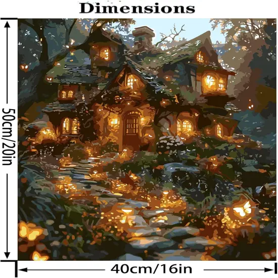 House Butterfly Tree Paint by Numbers Kit for Adults Beginner,DIY House Butterfly Tree Paint by Numbers for Adults,Easy Canvas Paint by Number Without Frame Home Wall Decor 16 x 20 in {5}