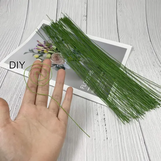 100 Pcs Stem Wire Floral Paper Wrapped Wire 14 Inch 20 Gauge Wire for Flower Arrangements DIY Bouquet Handcrafts {3}