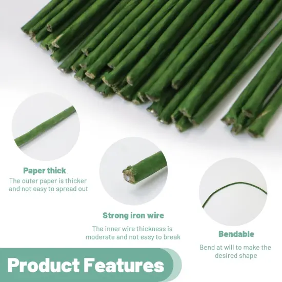 80Pcs Floral Wire, 30cm/11.8in Length 3mm/0.12in Diameter Floral Stems, 18 Gauge Flower Wire Wrapped with Paper, Florist Wire for Artificial Flowers, Wreath, Bouquet (Green) {3}