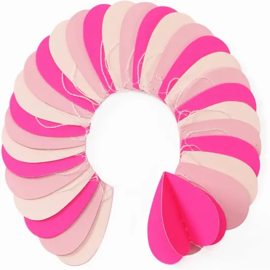 Rose Hot-Pink Party-Decorations 3D-Heart Garland - 39Ft Girl Birthday Flamingo Baby Shower Hanging Paper Streamers Banner,Engagement Wedding Bachelorette Decor {2}