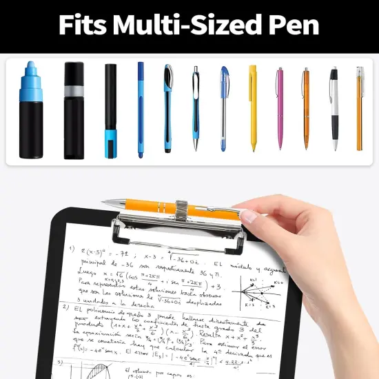 Plastic Clipboard with Pen Holder, [10% Thicker] Clip Boards 8.5x11 with Low Profile Clip, Cute Hanging Clipboard, Standard Letter Size A4 for Women Kid Teacher, Office & School Supplies, Black {3}