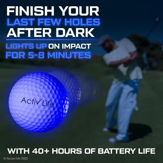 LED Golf Balls (3 Blue) Best Glow in the Dark Golfer Gifts for Men and Women Night Golfing Unique Novelty Cool Birthday Dad Presents Light Up Fun Stuff Trick Gadgets {2}