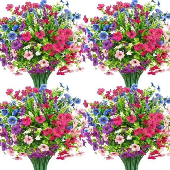 20 Bundles Artificial Summer Bouquets Flowers for Outdoors Decoration Fake Silk Flowers {1}