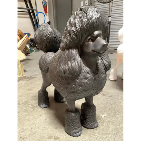 Black Poodle Life Size Dog Statue {4}