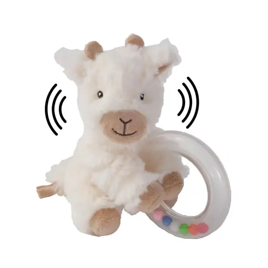 Bearington Lil' Lofty 5.5 Inch Giraffe Baby Rattle - Soft Rattles for Babies 0-6 Months - Baby Rattles & Plush Rings Baby Giraffe Rattle White {1}