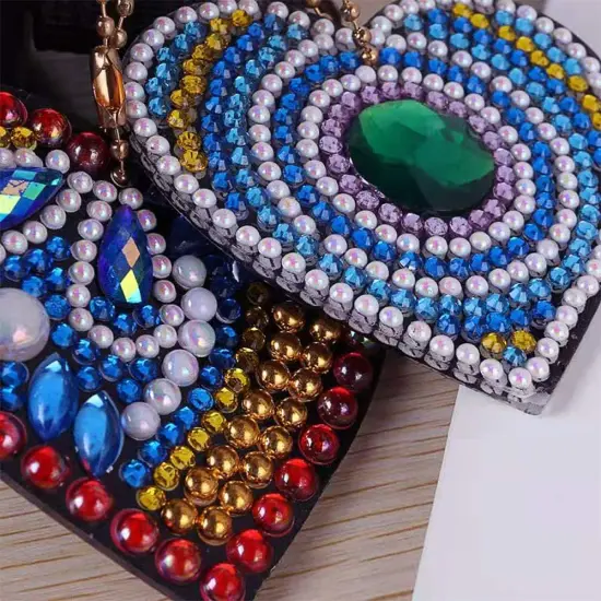 5PCS Diamond Painting Keychain -Diamond Art Kits for Adult Paint with Diamonds by Numbers Love Heart Pendant Diamond Art Keychains Crat {5}
