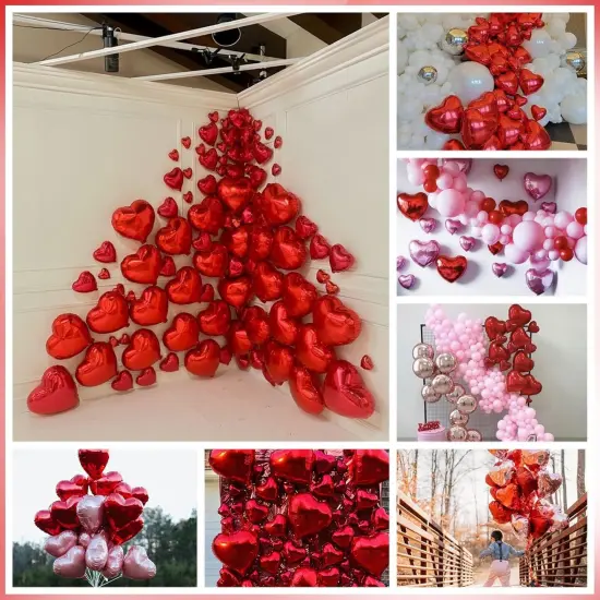 Red Pink Heart Balloons, Heart Shaped Ballons, 20 Pcs 5/10/18 inch Red Pink Foil Love Balloons for Valentine's Day Decorations Wedding Engagement Bridal Showers Anniversary Celebrations {5}