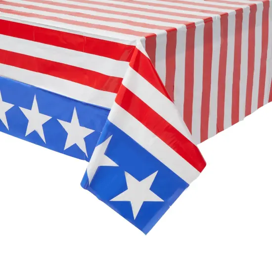 3 Pack American Flag Plastic Table Covers for Independence Day, Patriotic 4th of July Party Decorations (54 x 108 In) Multicolor {5}