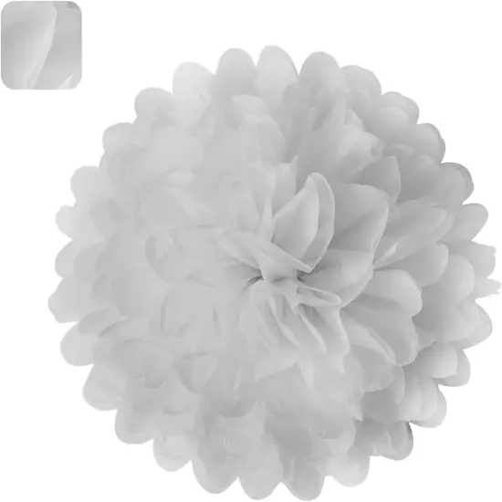 White Tissue Pom Poms DIY Tissue Paper Flowers for Birthday Wedding Baby Shower Tea Party Dessert Table Decoration, Pack of 18 {2}