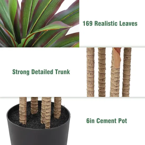 Dracaena Artificial Plant 6ft Red Yucca Silk Tree Faux Plants Indoor Tall Fake House Floor Plants Realistic Artificial Trees for Home Office Decor Indoor Outdoor Housewarming Gift {4}