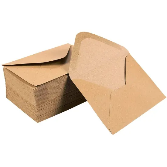 100 Pack Small Kraft Paper A1 Envelopes for 3x5 inches Cards, Invitations, Wedding RSVP, Gift Cards (V-Flap) Brown {6}
