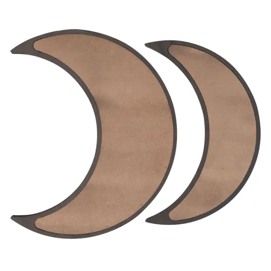 2 Piece Wooden Crescent Moon Tray for Crystals and Essential Oils, Rustic Home Decor for Nursery (Dark Brown) {4}