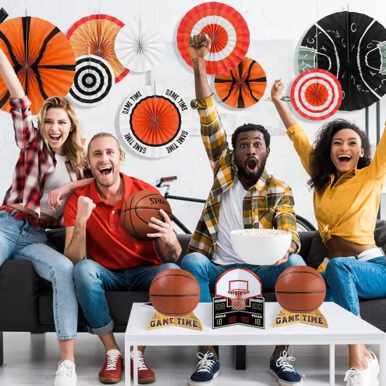 Basketball Party Decorations Kit - Basketball-Themed Paper Fans & Table Centerpiece Set, for Basketball Birthday Party & Supplies {5}