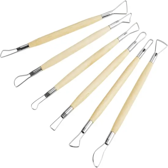 6Pcs Clay Sculpting Tools, Small Double Ended Wax Carving Clay Sculpting Loops Rakes Pottery Tools {5}