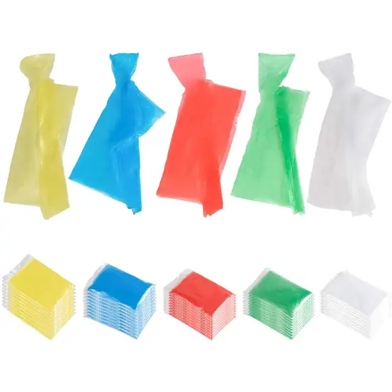 50 Pack Disposable Rain Ponchos for Adults, Bulk Emergency Ponchos with Hood, Individually Wrapped Raincoats, Rainbow Colors, Clear, Family, Women, Men, One Size Multicolor {6}