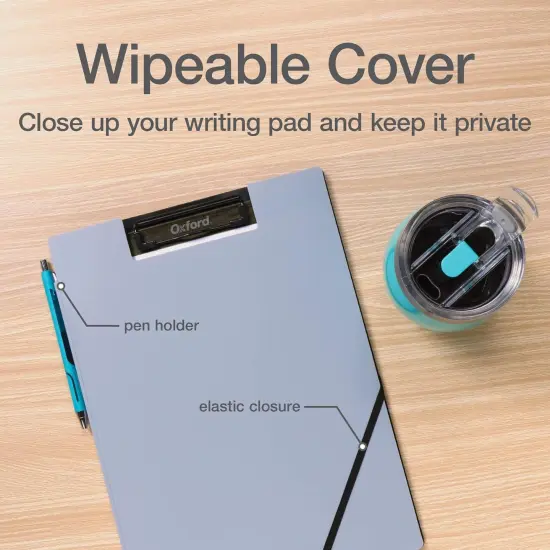 Clipboard Folio, Clipboard with Storage, 4 Pockets, Penholder, 2 Pack, 2 Color Combos (Gray/Black, Blue/Black), Great Nursing Clipboard (82177),2 Pack {4}