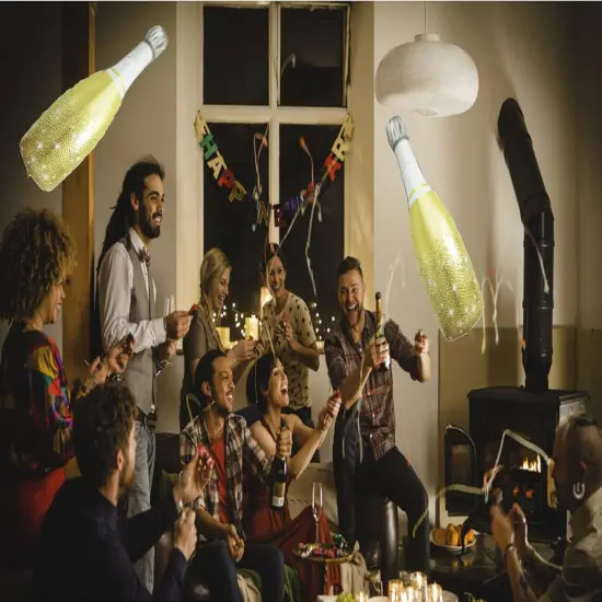 4Pcs Champagne Bottle Mylar Foil Balloons Birthday Bachelorette Party Decoration {3}