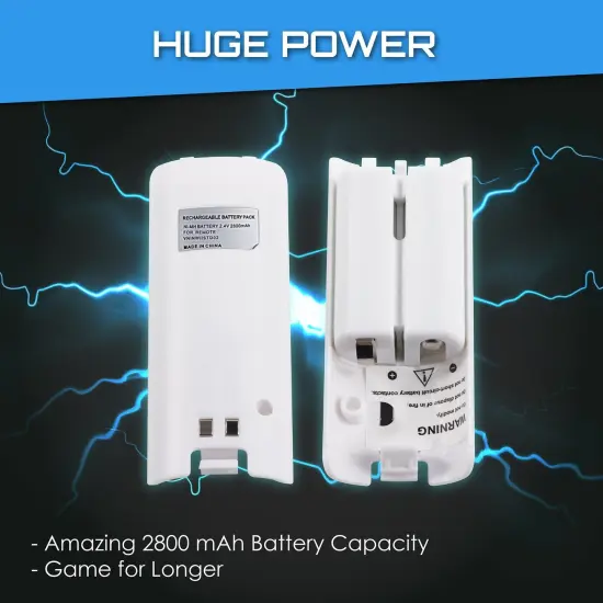 4 Ports Charging Station for Wii Remote Controller, Charger Dock Stand with 4 Bonus 2800mAh Rechargeable Replacement Batteries Pack (Updated Version) White by Insten {6}