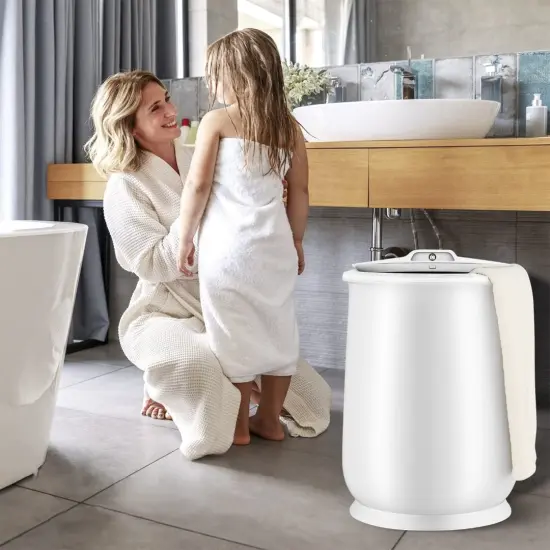 Bathroom Spa Bucket Towel Warmer with Flip Top Lid and 5.5 Gallons Large Capacity Gray {4}